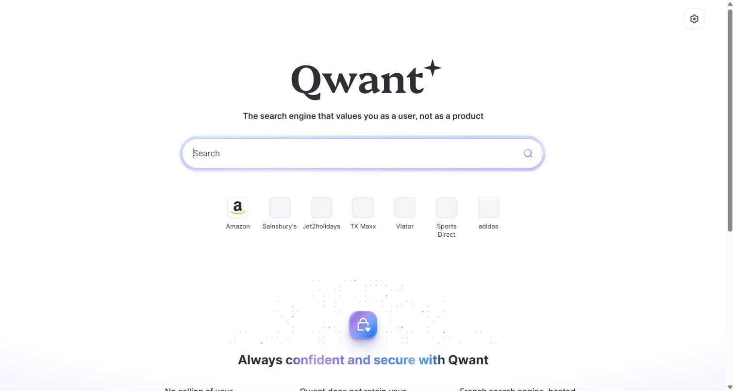 الصفحة الرئيسية لمحرك البحث الفرنسي Qwant